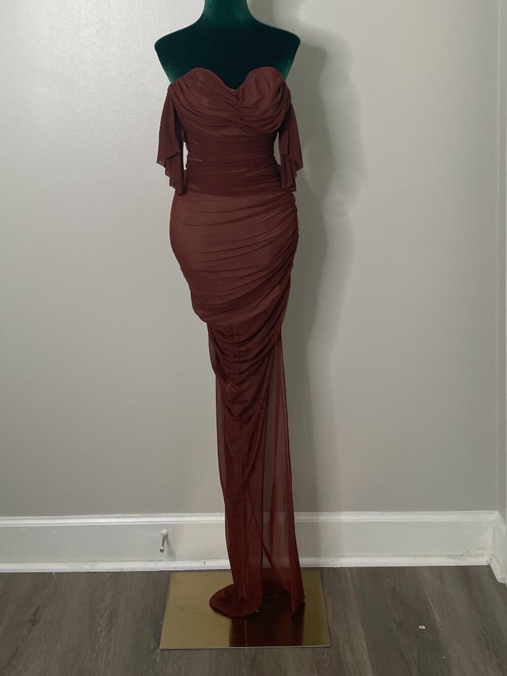 Nookie | Dita Mesh Gown in Chocolate & Nude